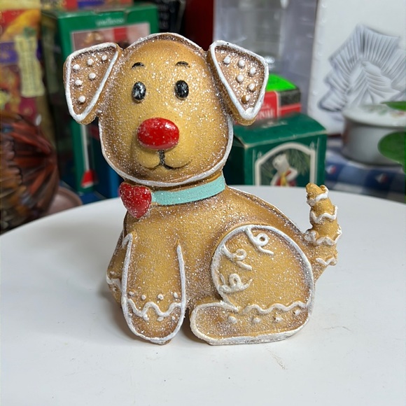 Gingerbread Christmas Cookie Dog Resin Figurine Tabletop Decor - Picture 1 of 6